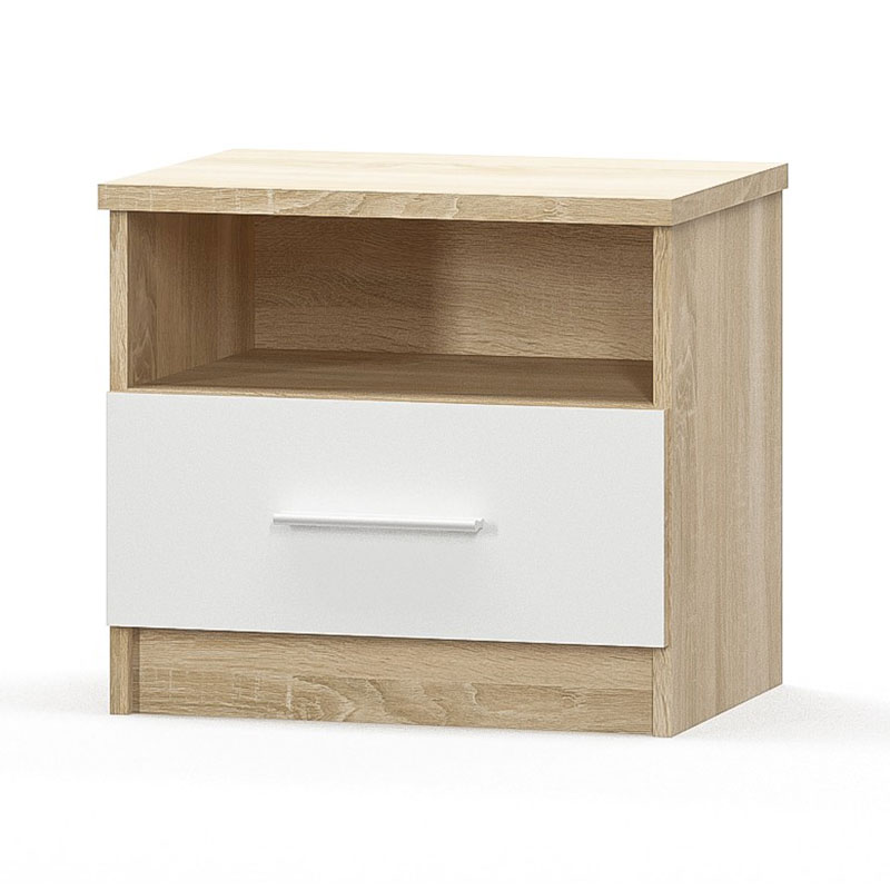 Κομοδίνο Geneva pakoworld φυσικό-λευκό 50x37x45.5εκ 1