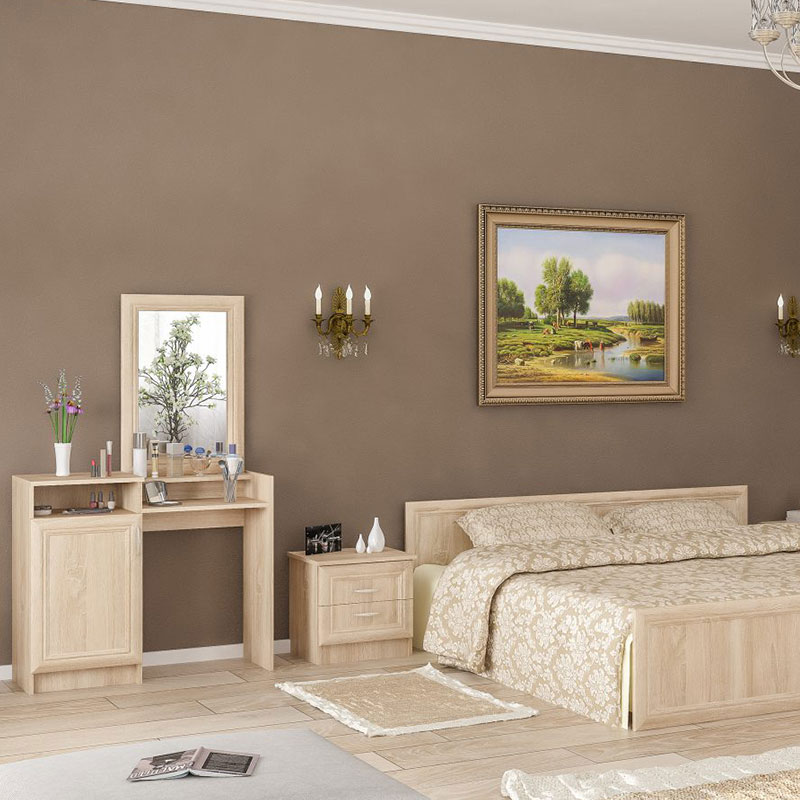 Τουαλέτα κρεβατοκάμαρας Rebecca pakoworld με καθρέπτη sonoma 90x38,5x147,5εκ 2