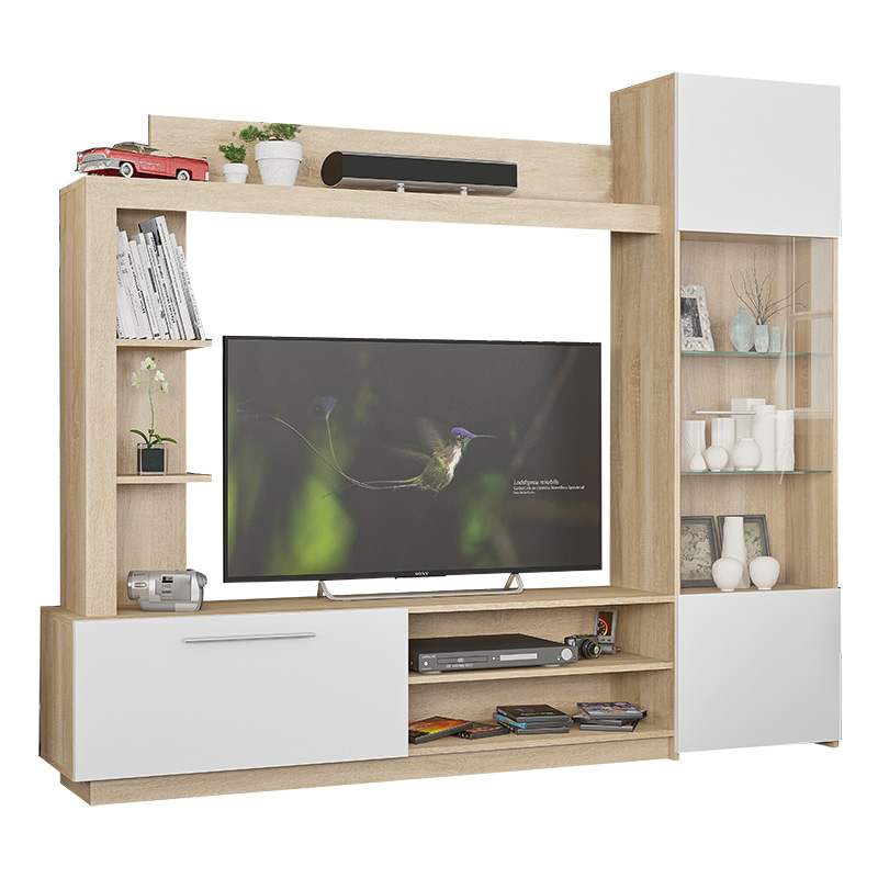 Σύνθετο σαλονιού June pakoworld sonoma-λευκό 204x35x177εκ 1