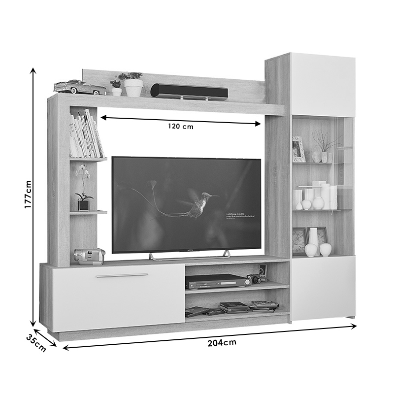 Σύνθετο σαλονιού June pakoworld sonoma-λευκό 204x35x177εκ 3