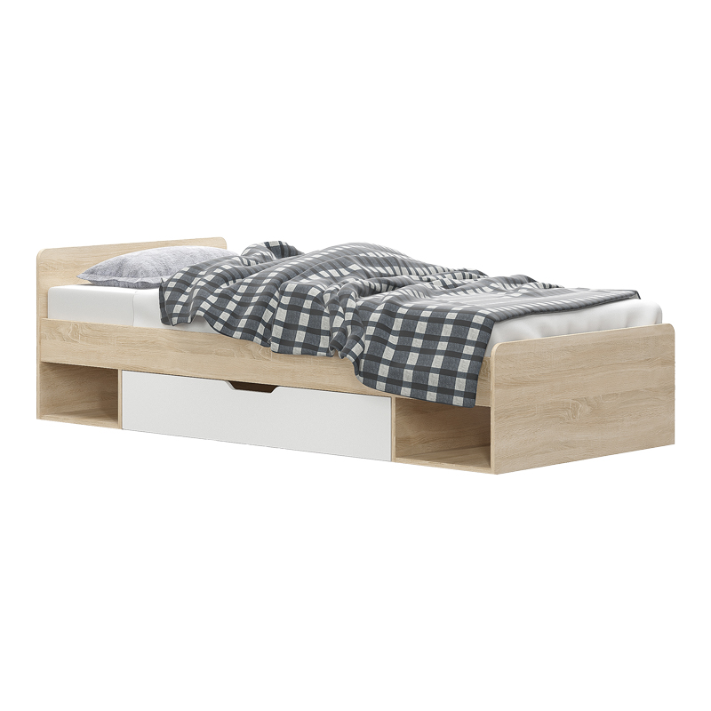 Κρεβάτι με συρτάρι Letto pakoworld σε oak - λευκό απόχρωση 90x200εκ 2