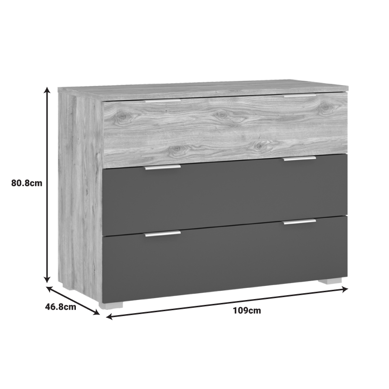 Συρταριέρα Kantri pakoworld σε sonoma - γκρι απόχρωση 109x46.8x80.8εκ 2