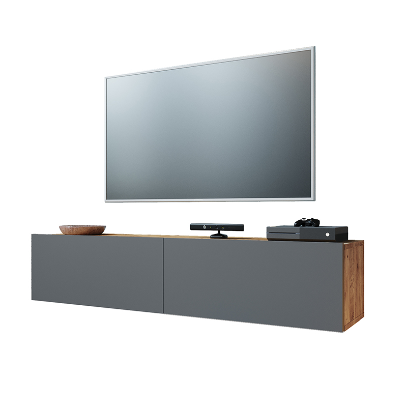 Έπιπλο τηλεόρασης επιτοίχιο Dello pakoworld ανθρακί-oak 140x31,5x29,5εκ 1
