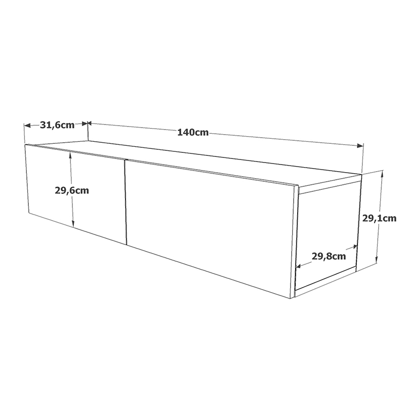 Έπιπλο τηλεόρασης επιτοίχιο Dello pakoworld ανθρακί-oak 140x31,5x29,5εκ 5
