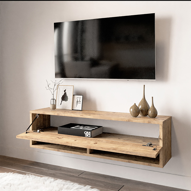 Έπιπλο τηλεόρασης επιτοίχιο Roscoe pakoworld oak 100x31,5x29,5εκ 3