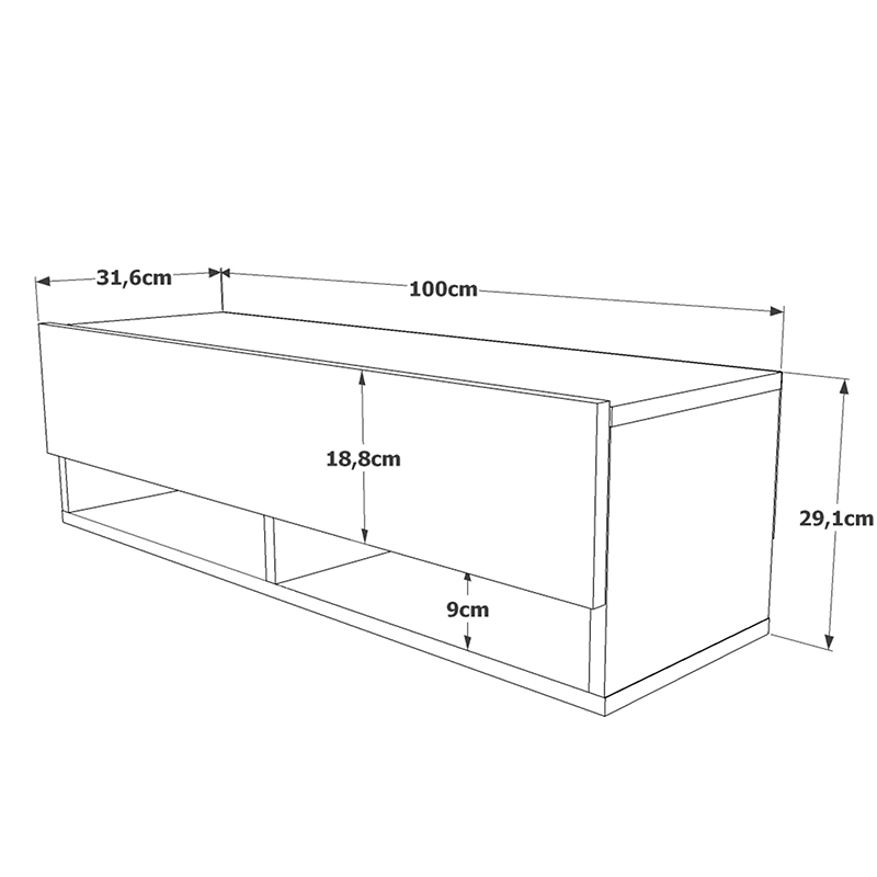 Έπιπλο τηλεόρασης επιτοίχιο Roscoe pakoworld oak 100x31,5x29,5εκ 5