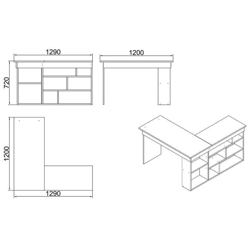 Γραφείο γωνιακό Rosaline pakoworld λευκό-oak 120x129x72εκ 4