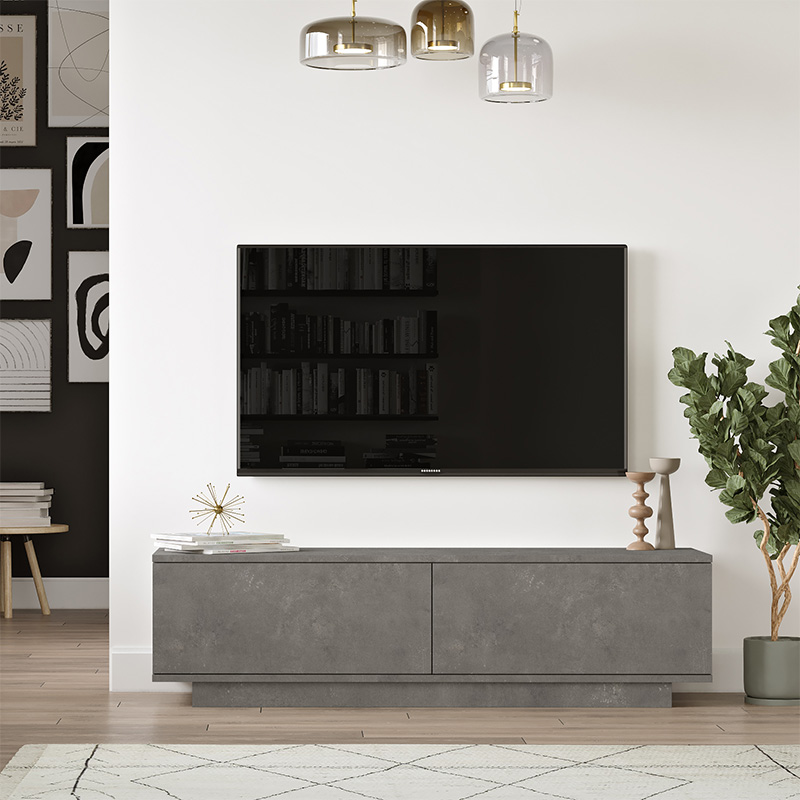 Έπιπλο τηλεόρασης Zoeva pakoworld γκρι cemento 140x35,5x38εκ 4