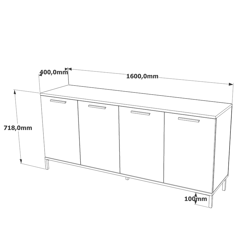 Μπουφές Kermit pakoworld ανθρακί-oak 160x40x72εκ 5