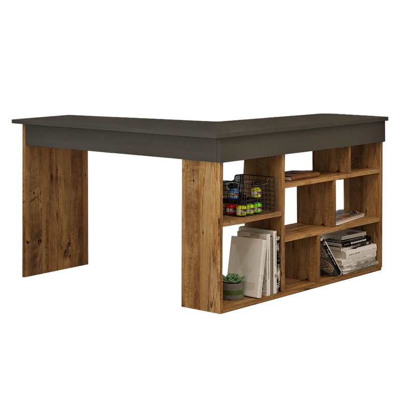 Γραφείο γωνιακό Rosaline pakoworld ανθρακί-oak 120x129x72εκ 1