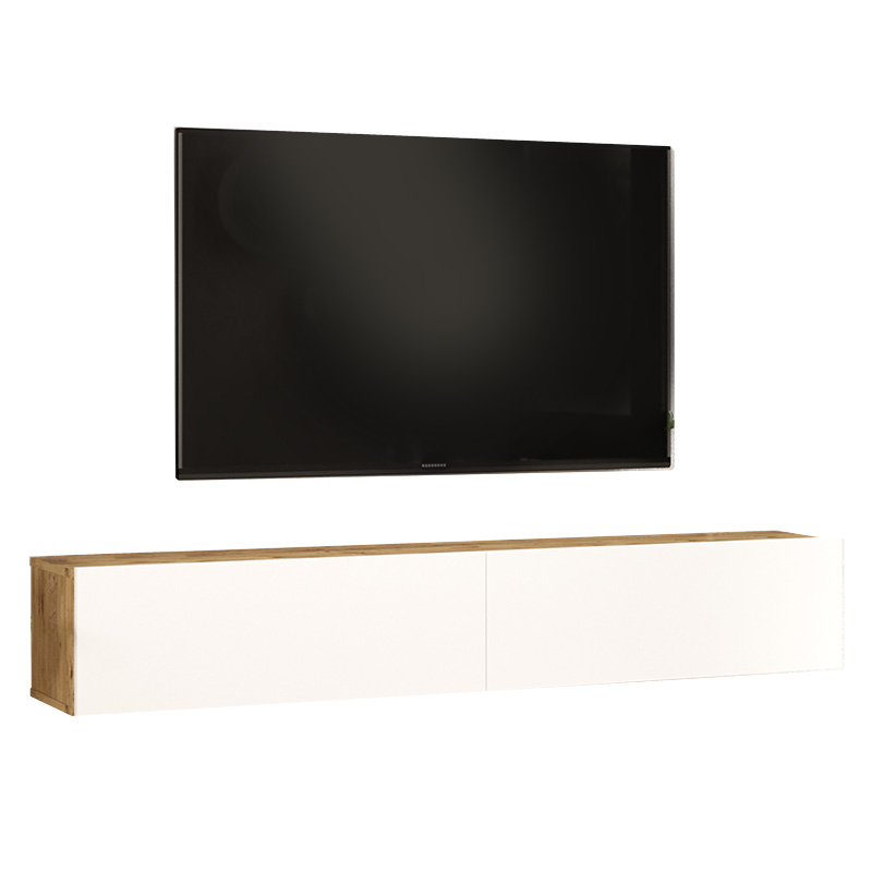 Έπιπλο τηλεόρασης επιτοίχιο Dello pakoworld λευκό-oak 180x31.6x29.6εκ 2