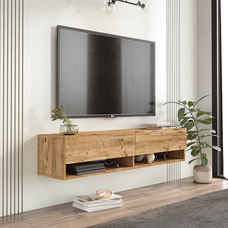 Έπιπλο τηλεόρασης επιτοίχιο Roscoe pakoworld sonoma 140x31.6x29.6εκ 3