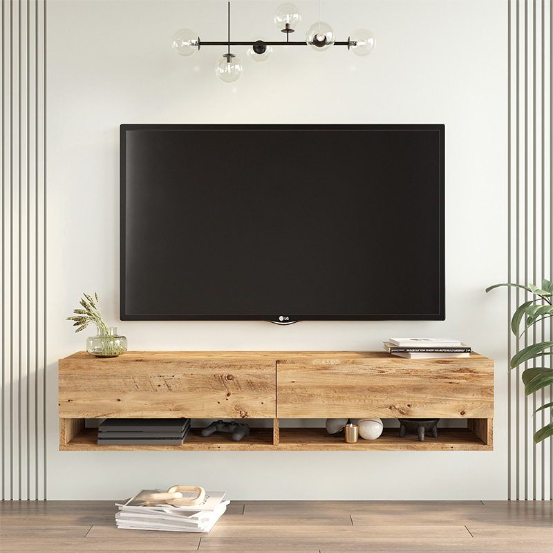 Έπιπλο τηλεόρασης επιτοίχιο Roscoe pakoworld sonoma 140x31.6x29.6εκ 4