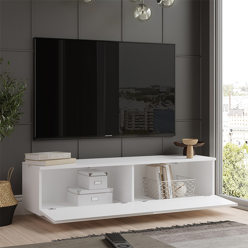 Έπιπλο τηλεόρασης Zoeva pakoworld λευκό 140x.35x38.2εκ 2