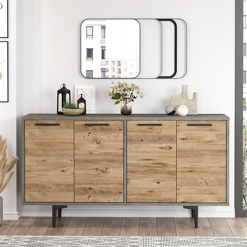 Μπουφές Jethro pakoworld sonoma-cement 138x40x73εκ 4