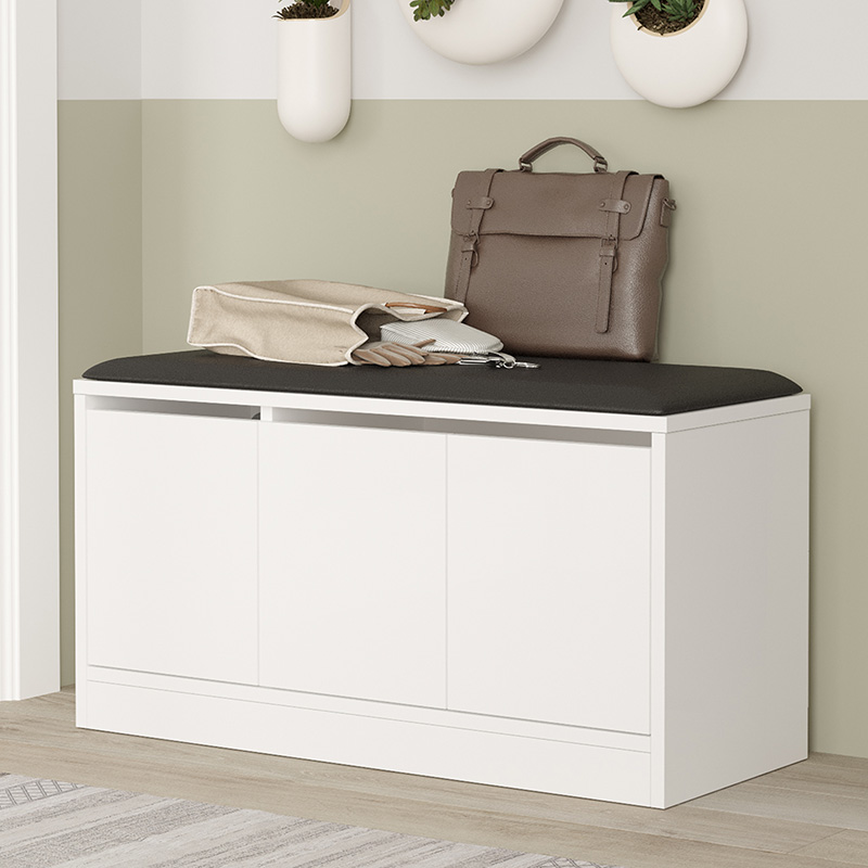 Παπουτσοθήκη-Σκαμπό Firefly pakoworld λευκό 89.5x35.5x46εκ 5