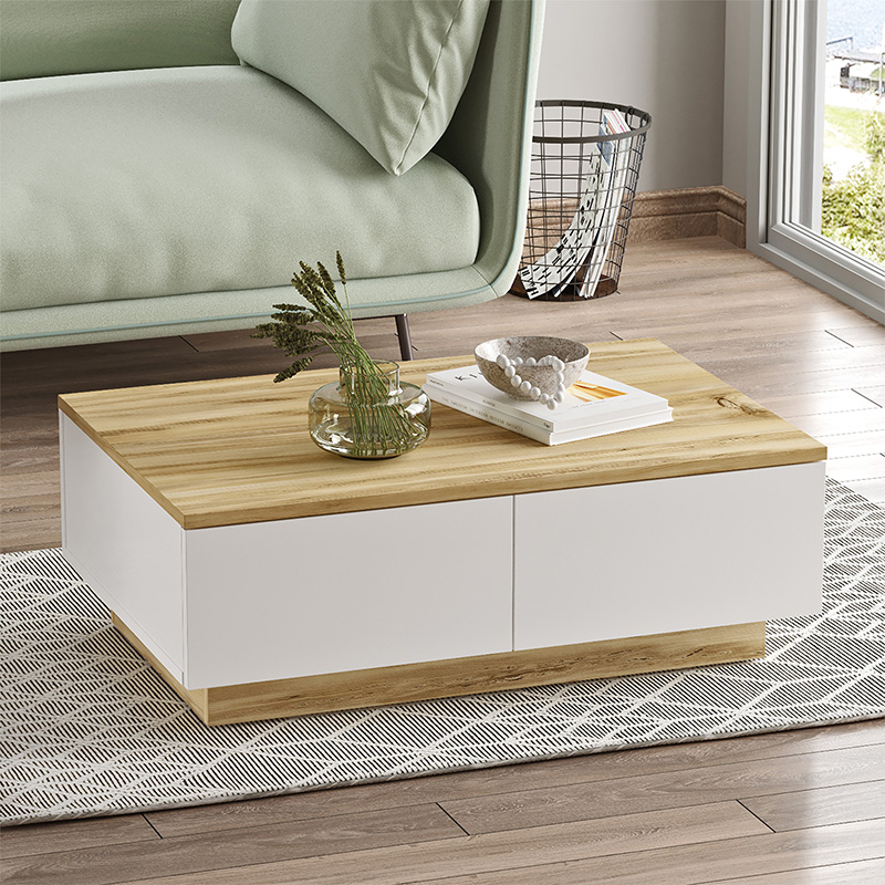 Τραπέζι σαλονιού Thunder pakoworld sonoma-λευκό 90x60x31.5εκ 1