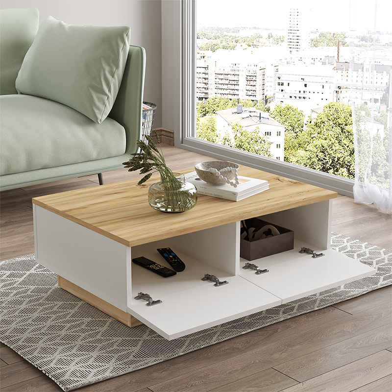Τραπέζι σαλονιού Thunder pakoworld sonoma-λευκό 90x60x31.5εκ 2