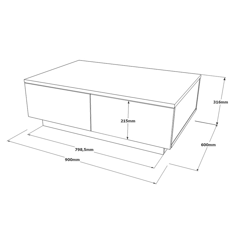 Τραπέζι σαλονιού Thunder pakoworld sonoma-λευκό 90x60x31.5εκ 5