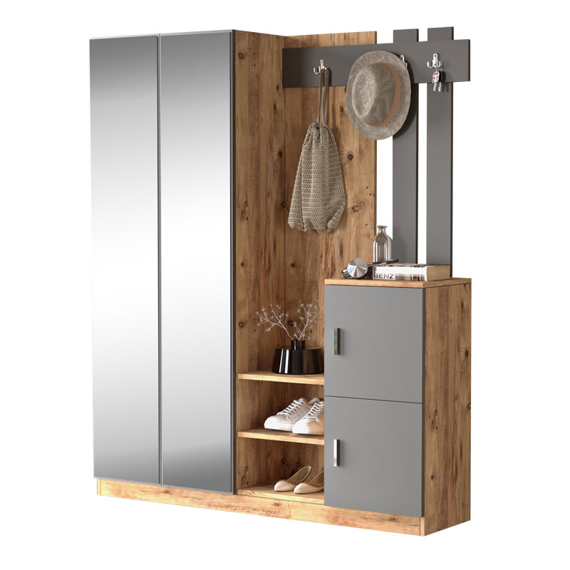 Έπιπλο εισόδου Doorse pakoworld μελαμίνης ανθρακί-oak 147.5x35x180εκ 1