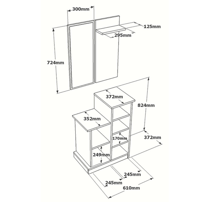 Έπιπλο εισόδου Wizbo pakoworld μελαμίνης λευκό 61x37x82.5εκ 4