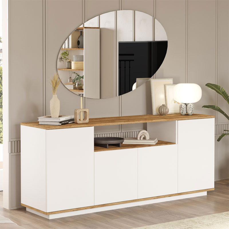 Μπουφές Placefol pakoworld μελαμίνης λευκό-φυσικό 180x44.5x75εκ 1