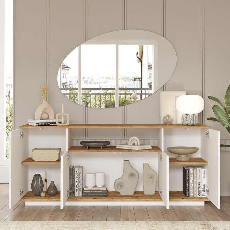 Μπουφές Placefol pakoworld μελαμίνης λευκό-φυσικό 180x44.5x75εκ 3