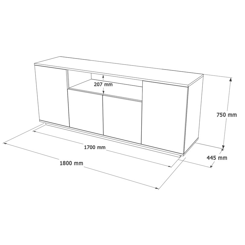 Μπουφές Placefol pakoworld μελαμίνης λευκό-φυσικό 180x44.5x75εκ 4