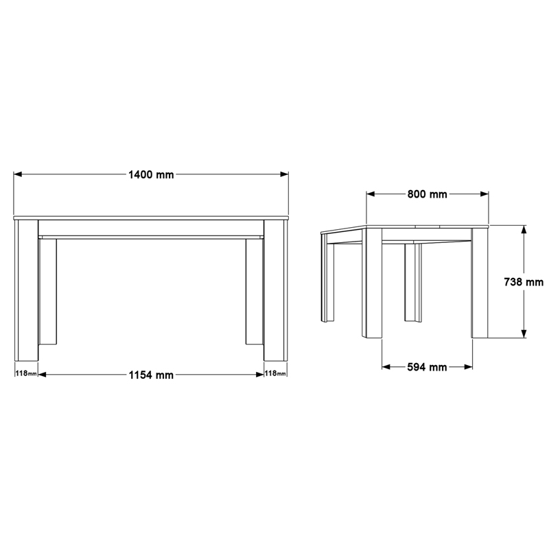 Τραπέζι Sepen pakoworld σε φυσική-λευκή απόχρωση 140x80x74εκ 4