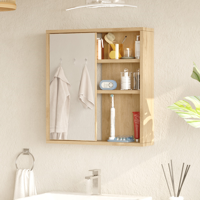 Ντουλάπι μπάνιου Bagno με καθρέπτη pakoworld oak 60x14.5x63.6εκ 2