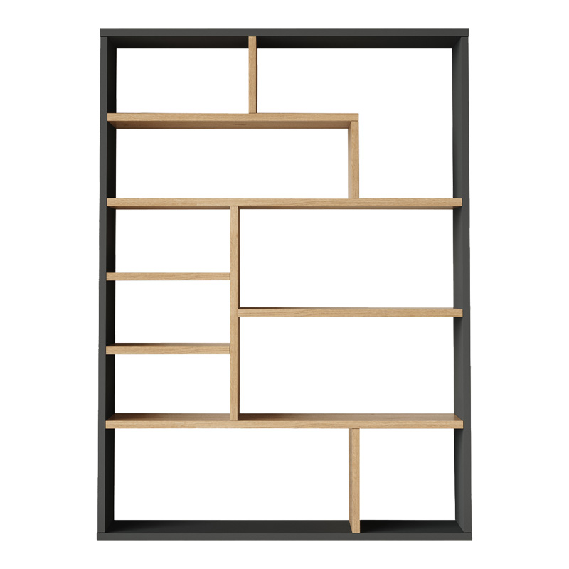 Βιβλιοθήκη Decora pakoworld σε φυσική-ανθρακί απόχρωση 90x22x123.6εκ 2