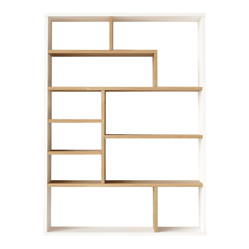 Βιβλιοθήκη Decora pakoworld σε oak-λευκό απόχρωση 90x22x123.6εκ 2