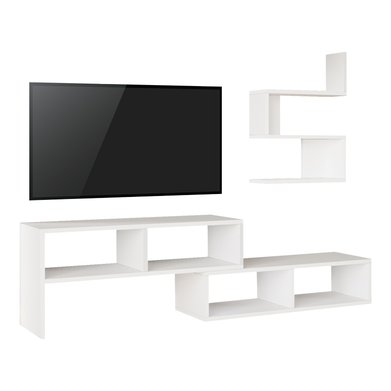 Σύνθετο σαλονιού Kakomo pakoworld σε λευκή απόχρωση 170x29.5x43εκ 1