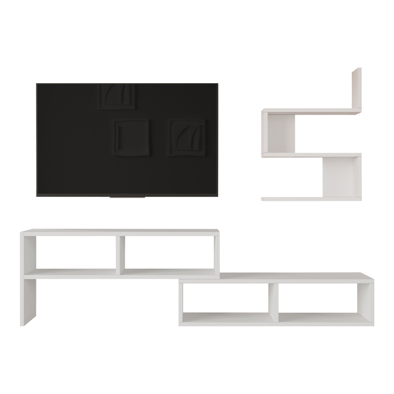 Σύνθετο σαλονιού Kakomo pakoworld σε λευκή απόχρωση 170x29.5x43εκ 4
