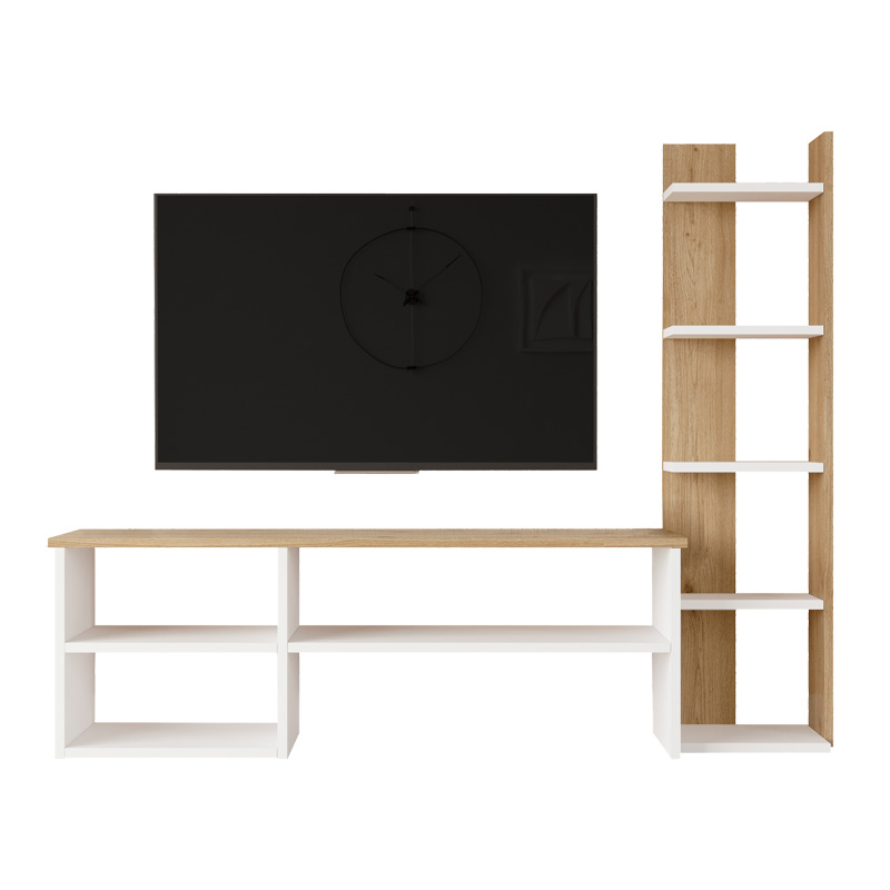 Σύνθετο σαλονιού Perla pakoworld σε λευκή-φυσική απόχρωση 120x29.5x41,8εκ 4