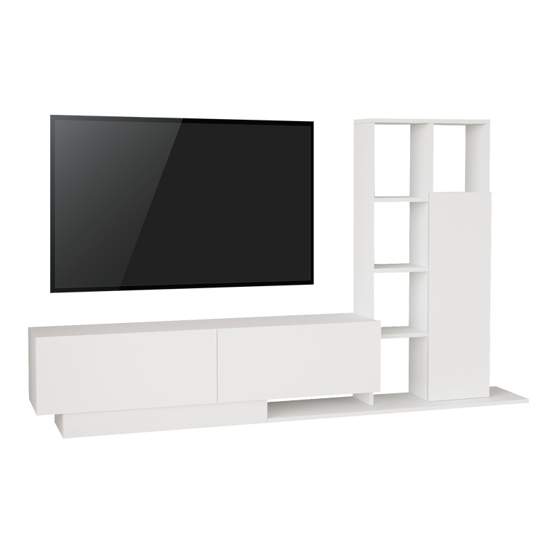 Σύνθετο σαλονιού Damon pakoworld σε λευκή απόχρωση 211.2x29.5x123.6εκ 1