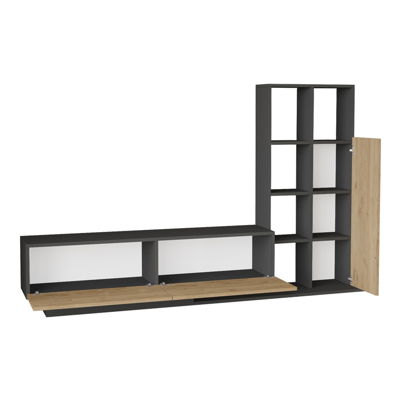 Σύνθετο σαλονιού Damon pakoworld σε φυσική-ανθρακί απόχρωση 211.2x29.5x123.6εκ 4