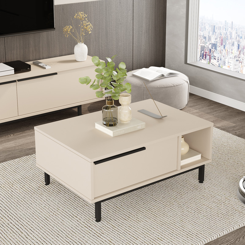 Τραπέζι σαλονιού Frixton pakoworld σε cappuccino απόχρωση 90x60x37.5εκ 2