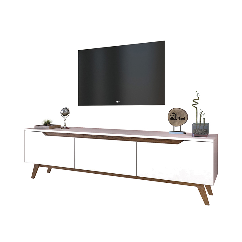 Έπιπλο τηλεόρασης Kasandra pakoworld λευκό-καρυδί 180x35x48,5εκ 1
