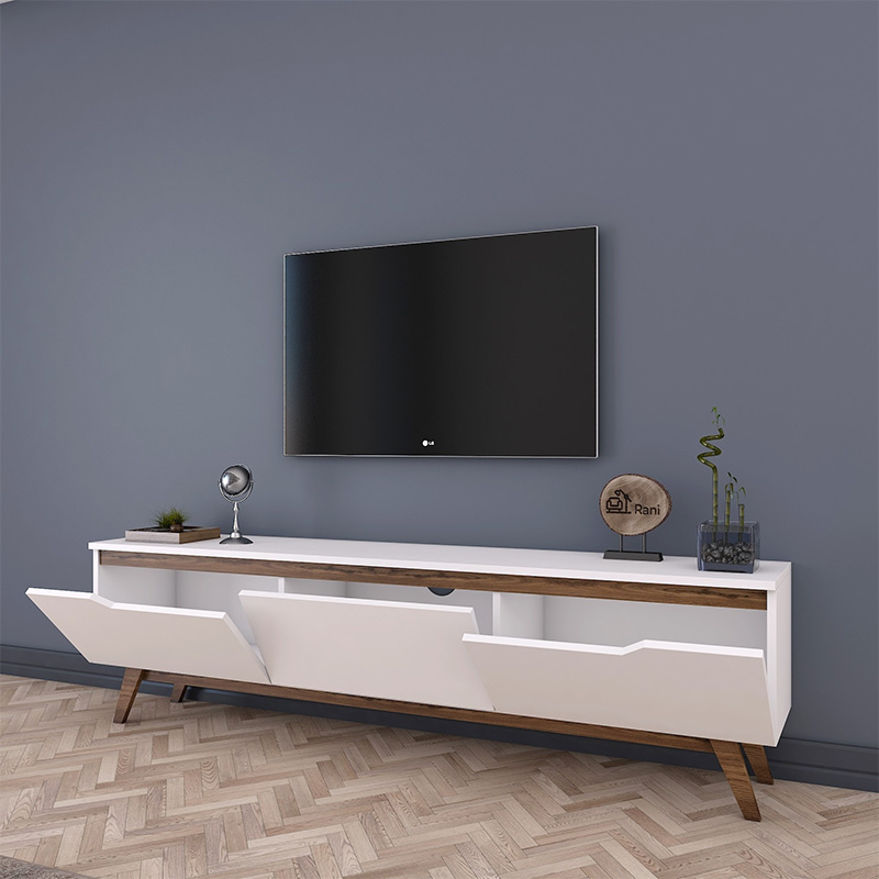 Έπιπλο τηλεόρασης Kasandra pakoworld λευκό-καρυδί 180x35x48,5εκ 3