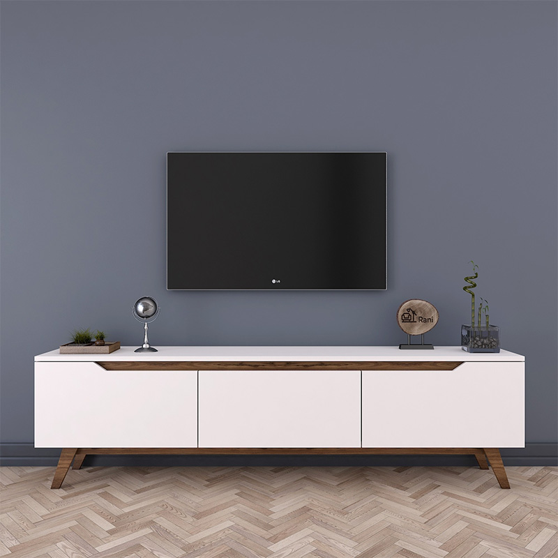 Έπιπλο τηλεόρασης Kasandra pakoworld λευκό-καρυδί 180x35x48,5εκ 4