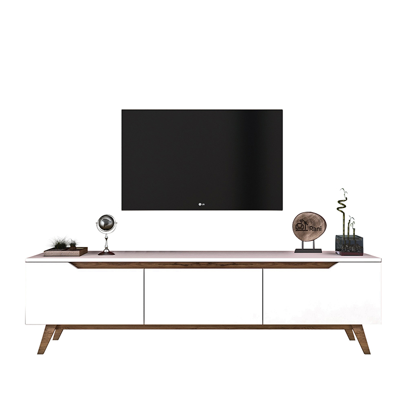Έπιπλο τηλεόρασης Kasandra pakoworld λευκό-καρυδί 180x35x48,5εκ 5