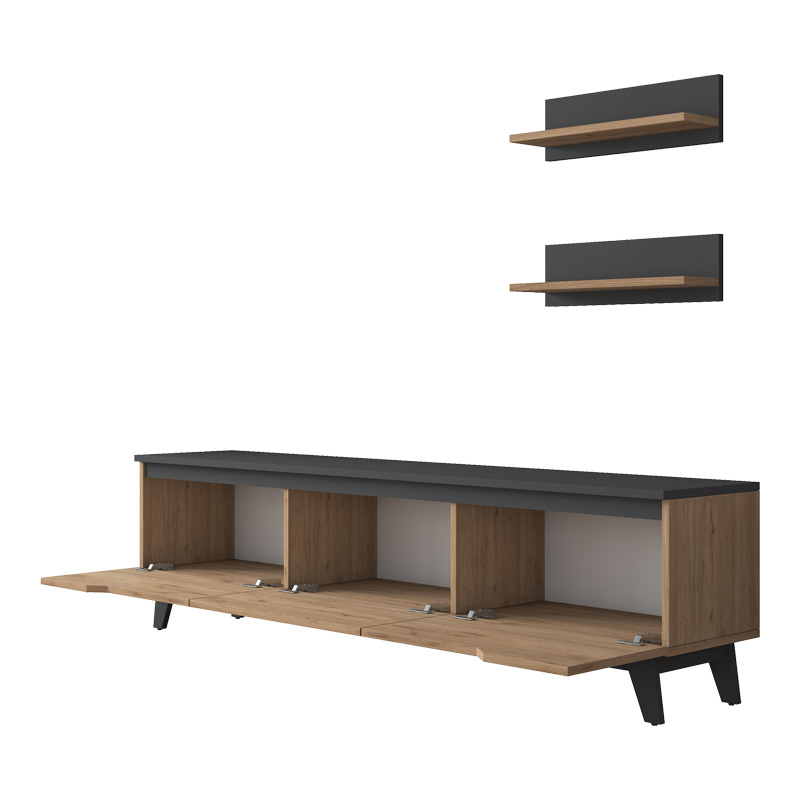 Σύνθετο σαλονιού Kasia pakoworld oak-ανθρακί 180x35x48,5εκ 3