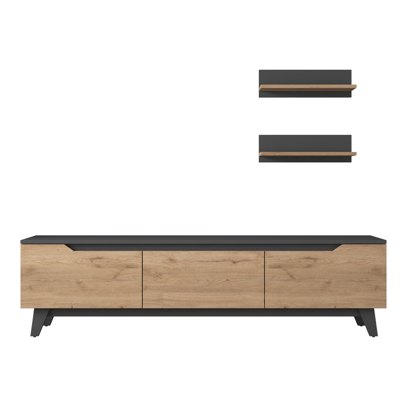 Σύνθετο σαλονιού Kasia pakoworld oak-ανθρακί 180x35x48,5εκ 4