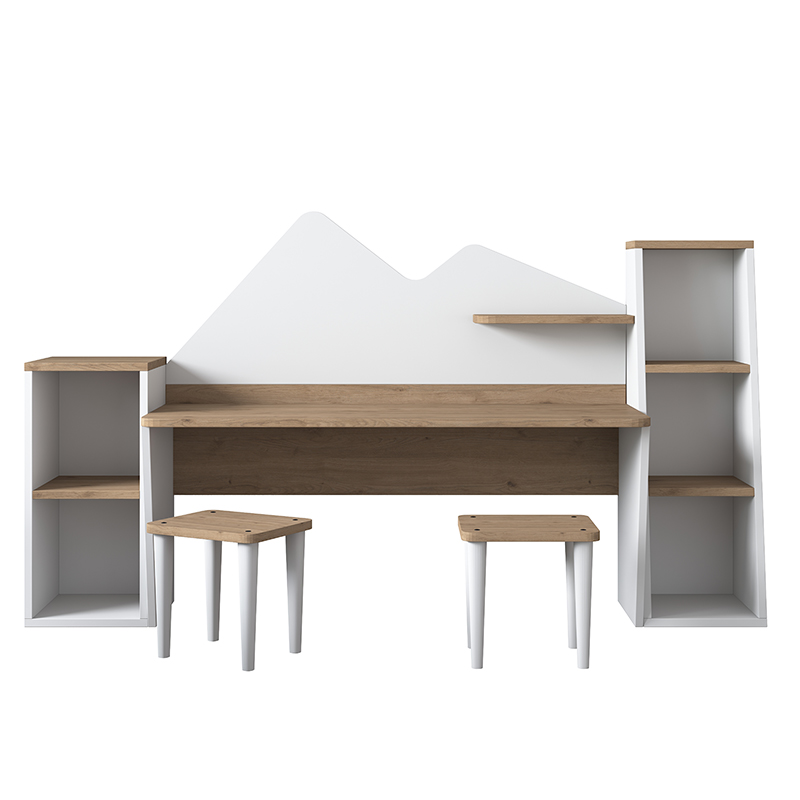 Σετ γραφείου παιδικό Bubble pakoworld 3 τεμ καρυδί-λευκό 180x45x93.5εκ 7