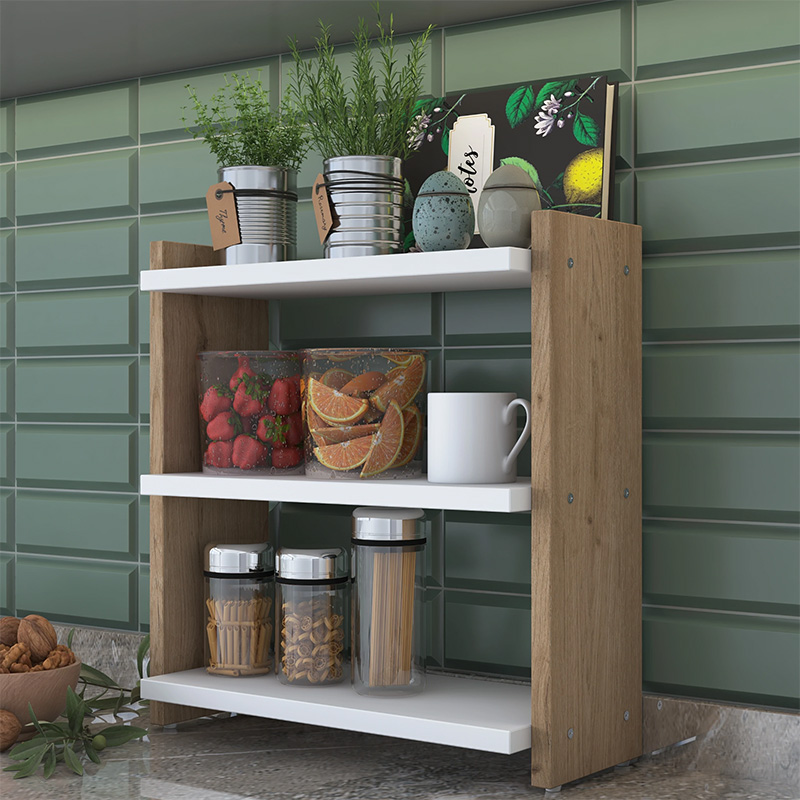 Ραφιέρα Anthia pakoworld καρυδί-λευκό 43.5x15x45εκ 2