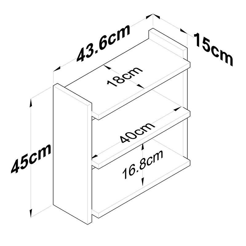 Ραφιέρα Anthia pakoworld καρυδί-λευκό 43.5x15x45εκ 6