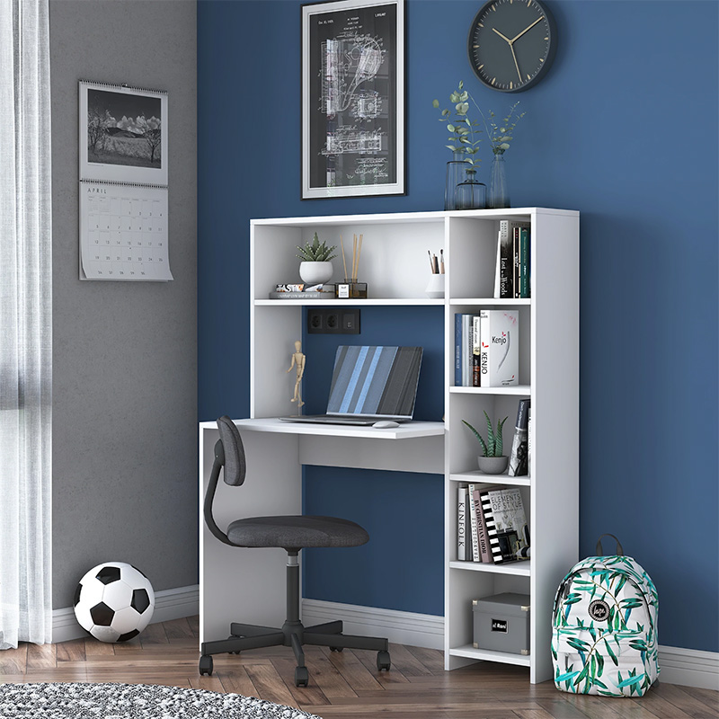 Γραφείο με βιβλιοθήκη Janson pakoworld λευκό 113x40x142εκ 2