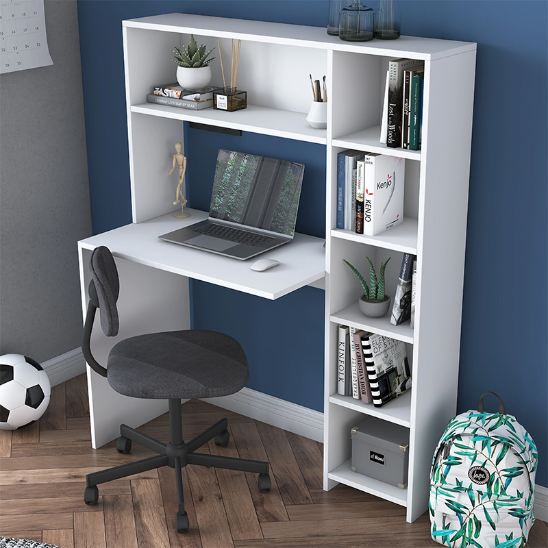 Γραφείο με βιβλιοθήκη Janson pakoworld λευκό 113x40x142εκ 3