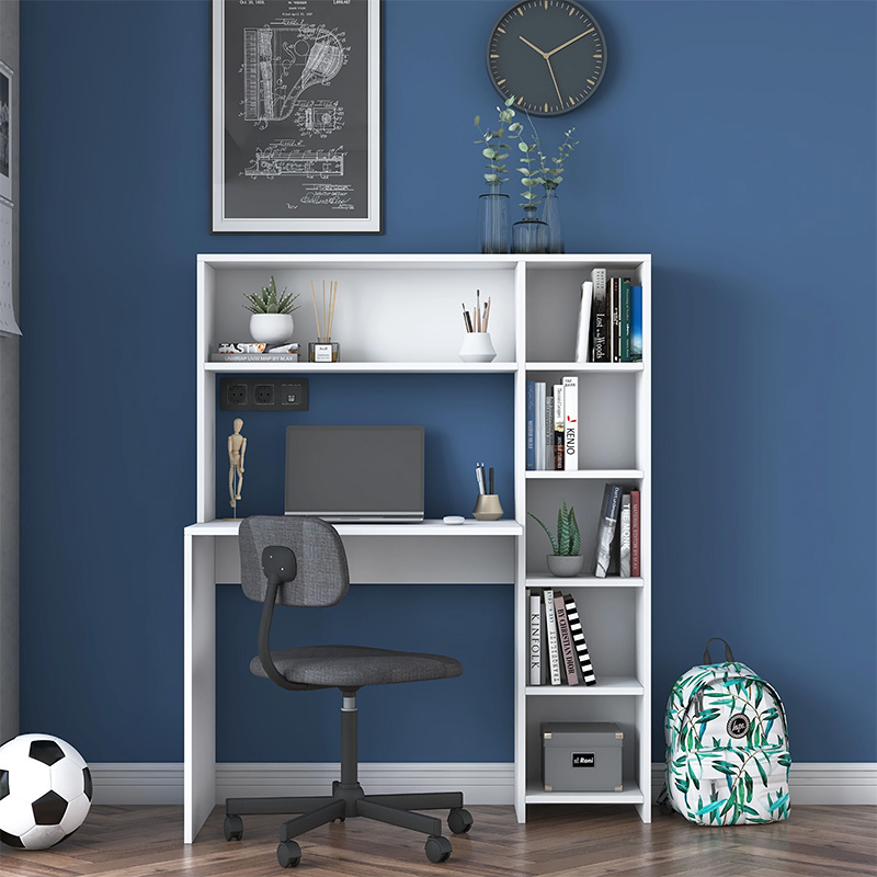 Γραφείο με βιβλιοθήκη Janson pakoworld λευκό 113x40x142εκ 4